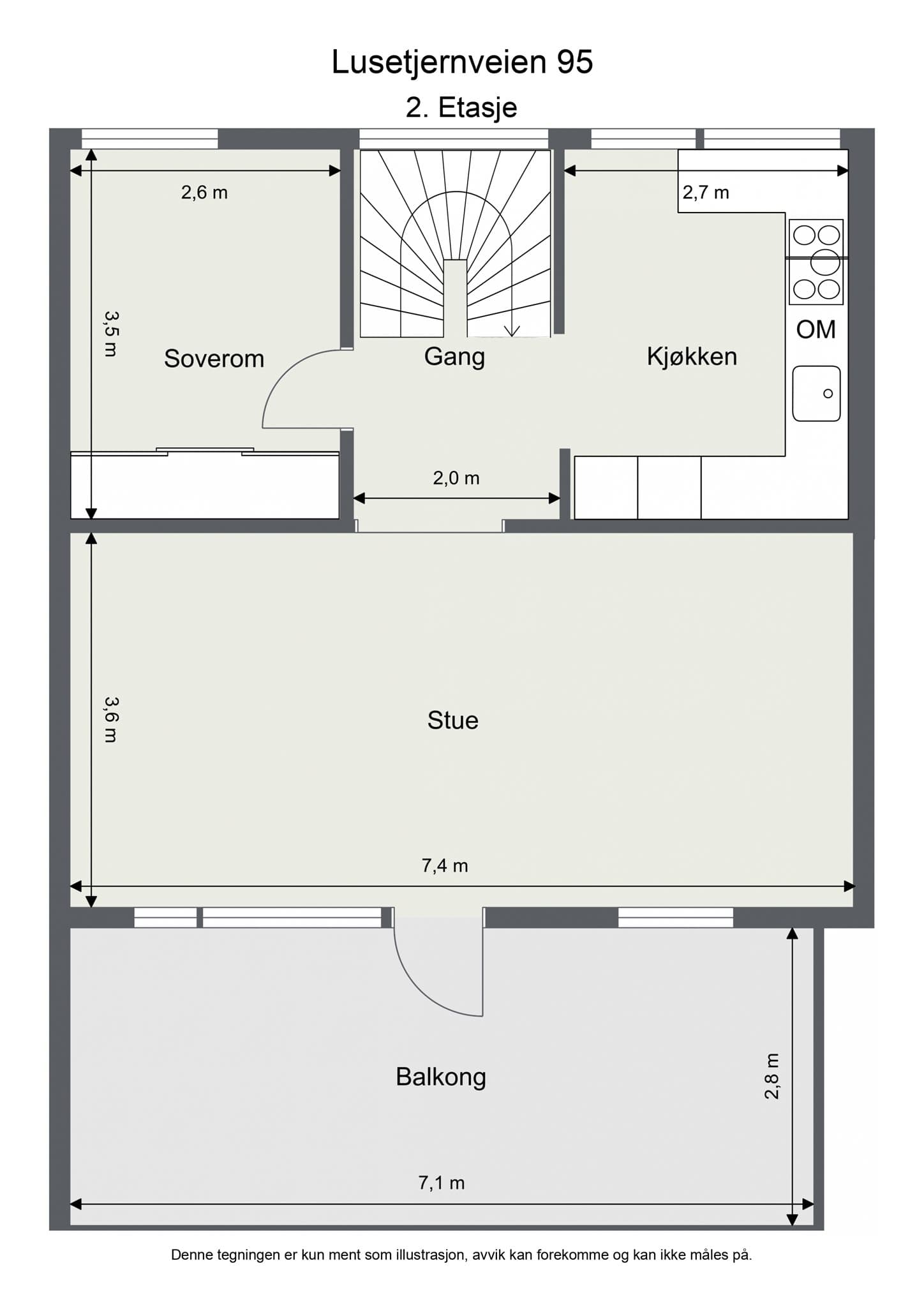 Andre etasje ble modernisert i 2021 og rommer stue, kjøkken og ett soverom.