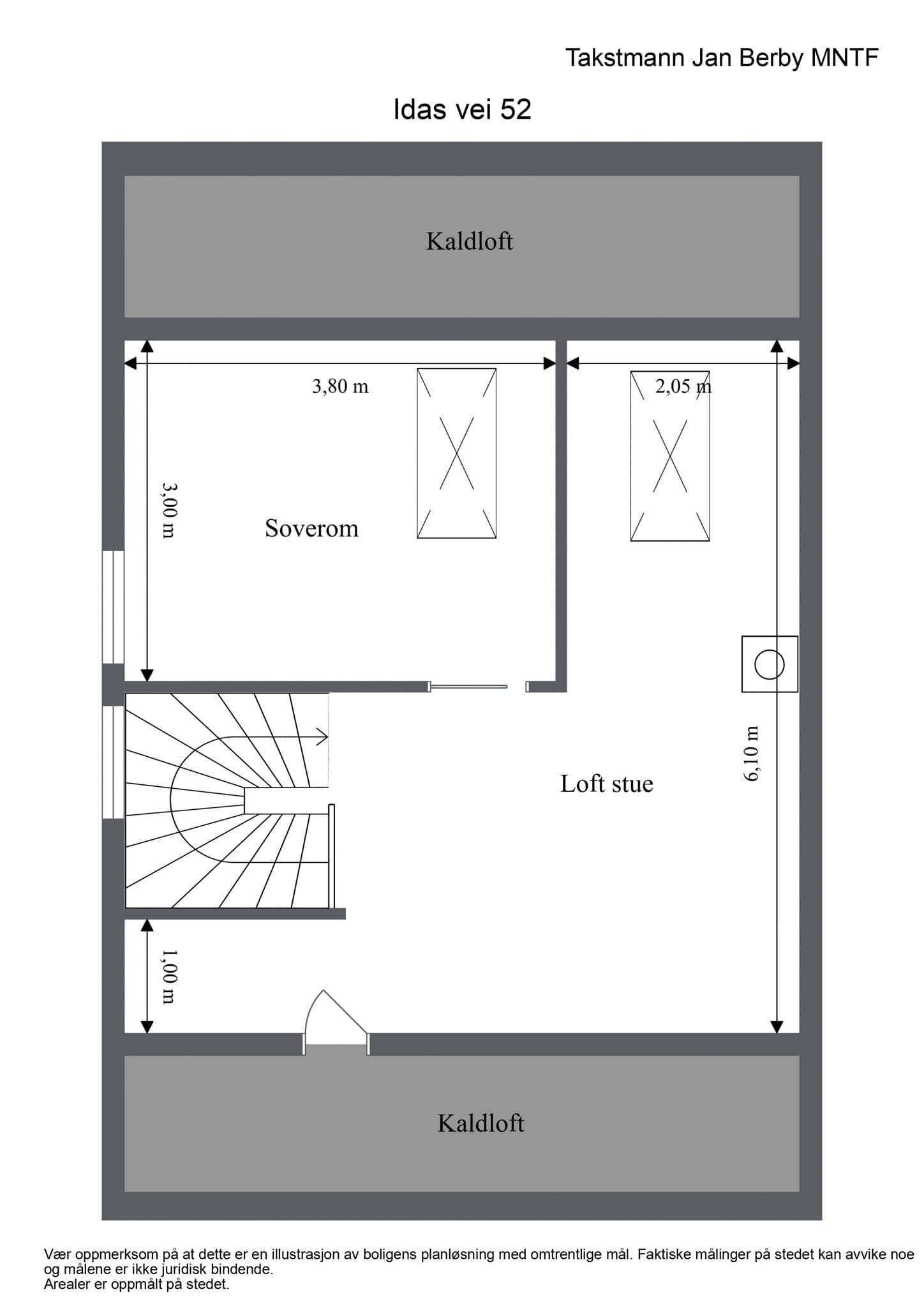 Plantegning loftsetasje.