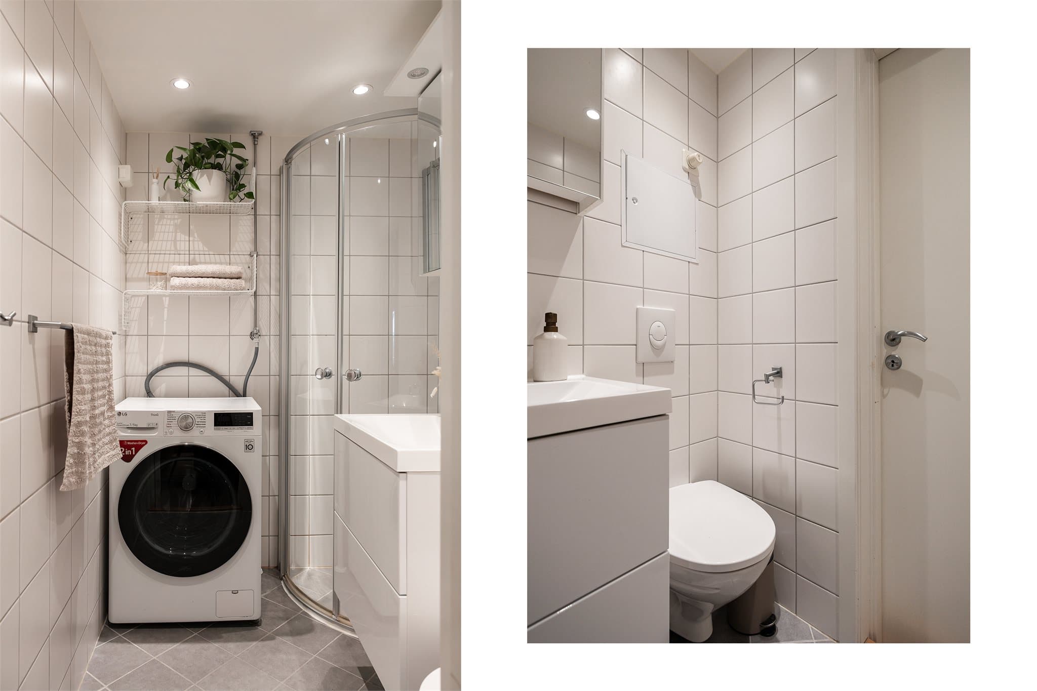 Det er opplegg for vaskemaskin på badet.