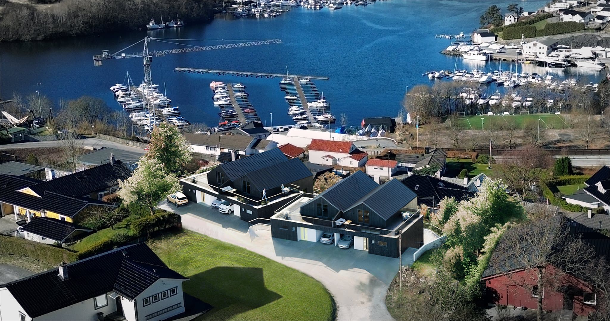 - Prosjektet består av totalt 4 enheter fordelt på to bygg i enden av en blindvei -