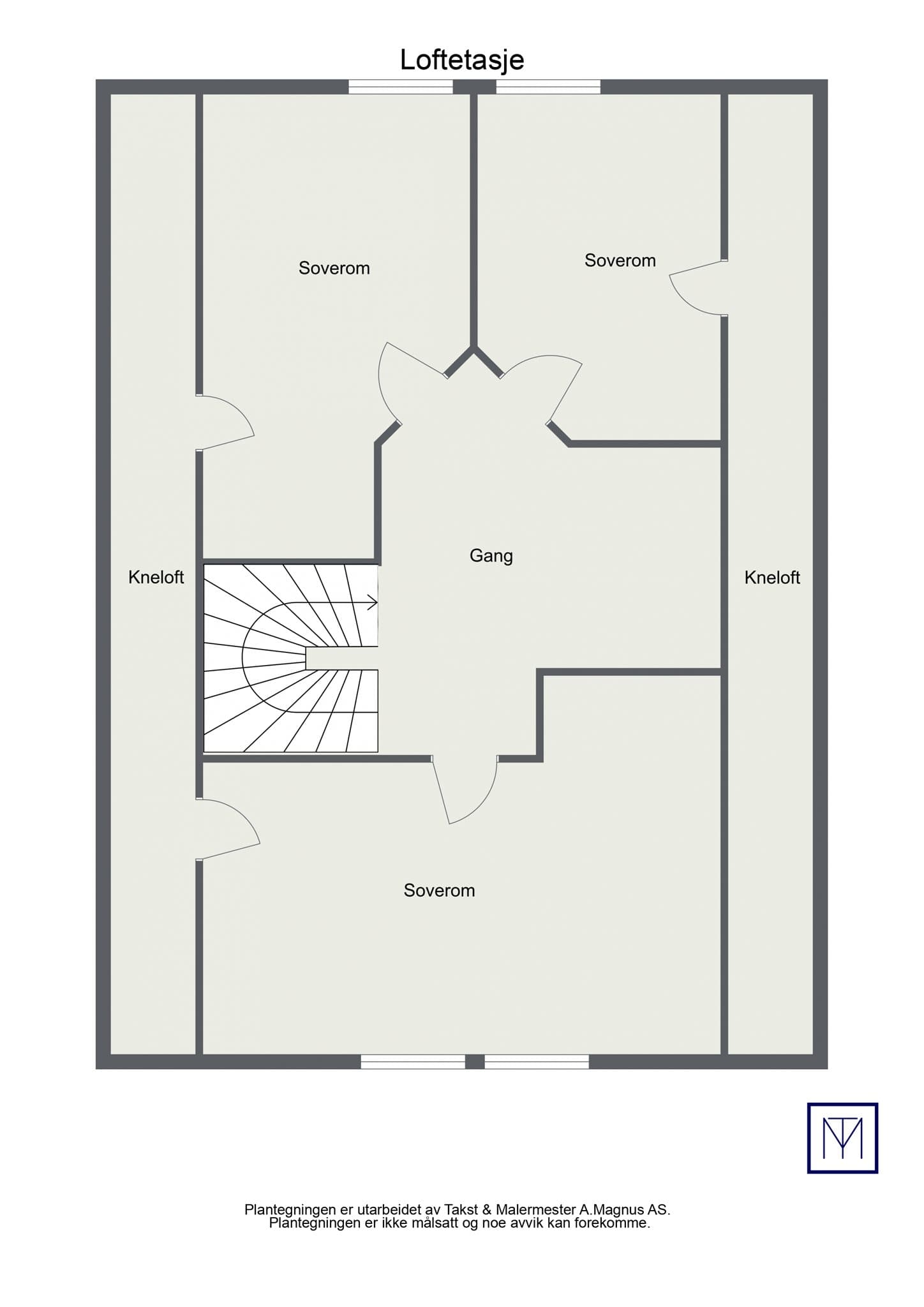 Plantegning 2.etasje (mulighet dersom man setter opp lettvegg for 3 soverom).
