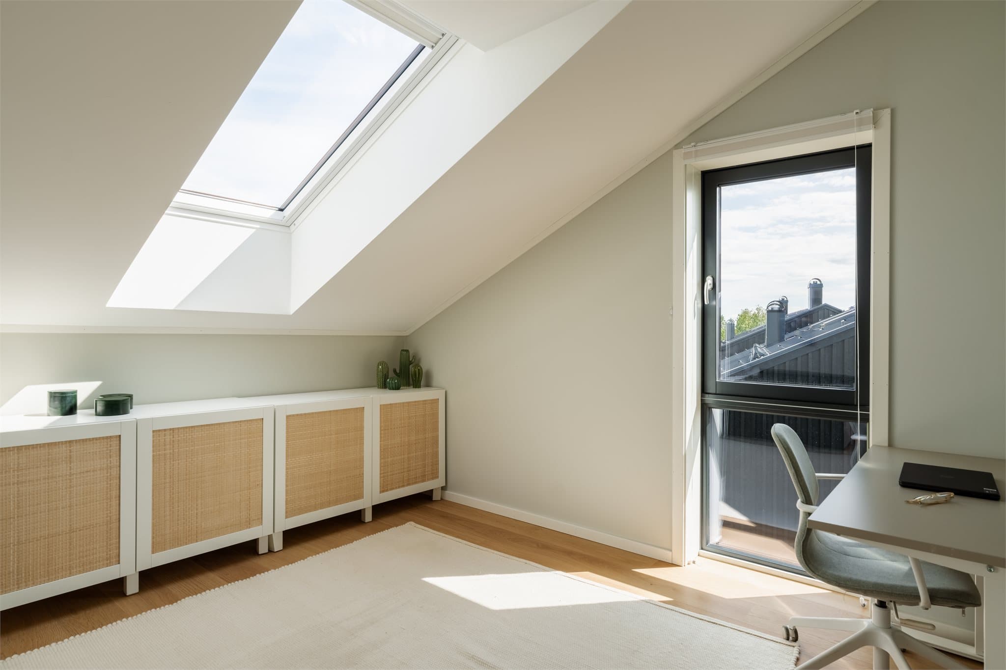 Loftet gir fleksible muligheter for innredning.