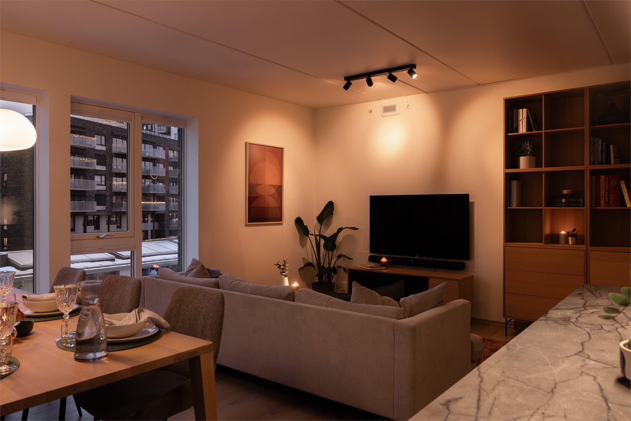 Optimal planløsning med plass til flere gjester.