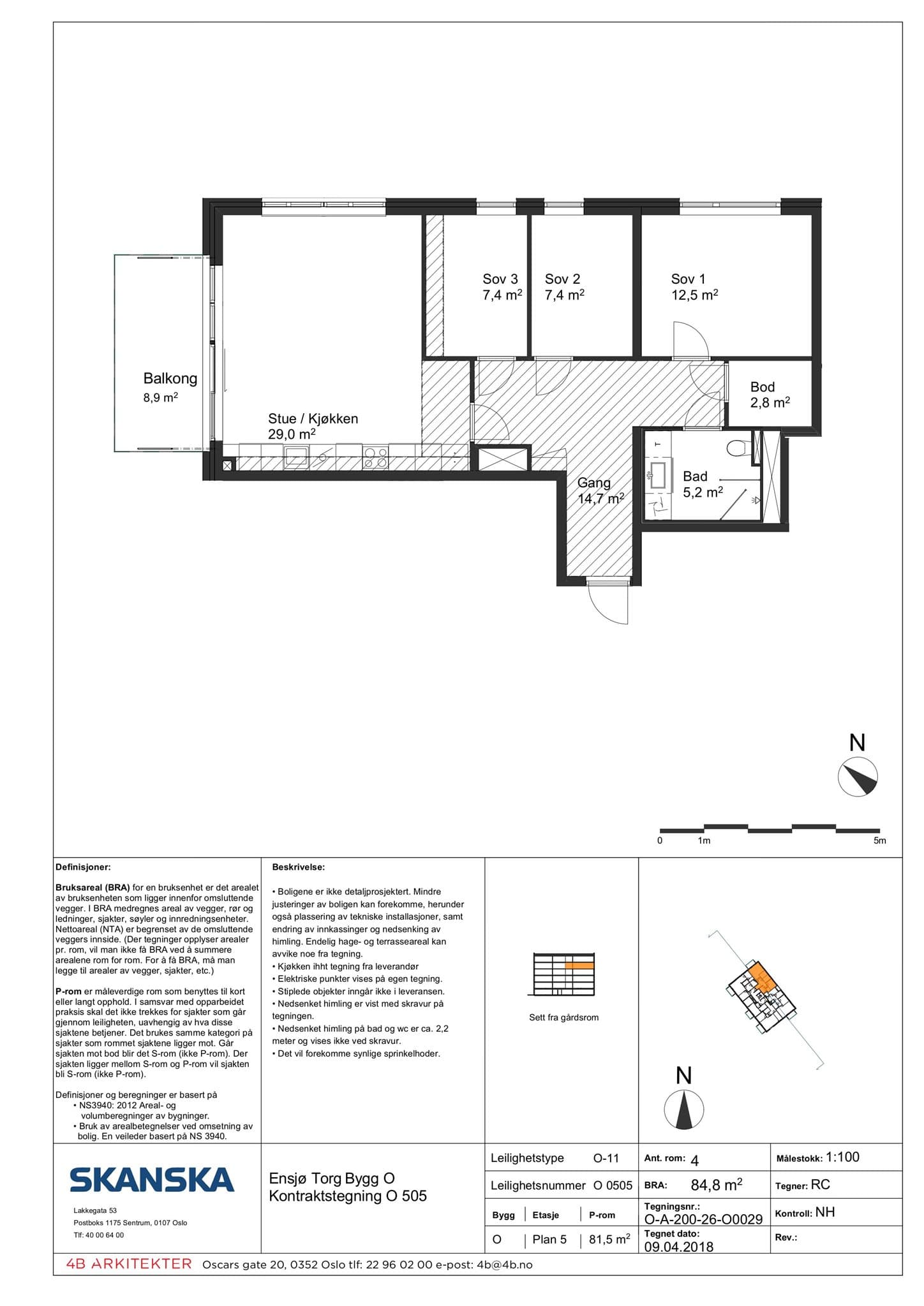 Alternativ planløsning. Opprinnelig var leiligheten tiltenkt som en 4-roms.