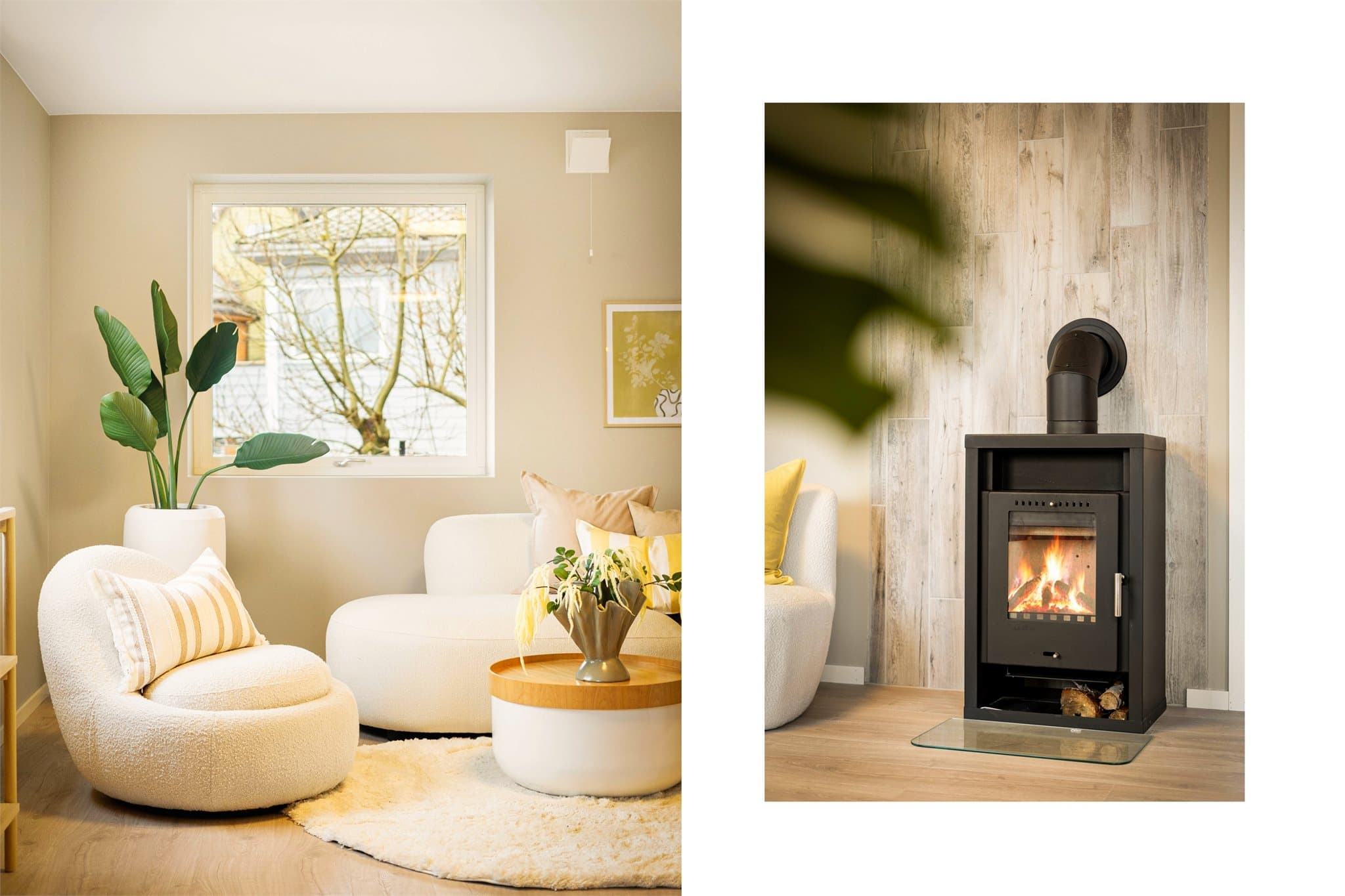 - Merk peisovn i stuen som bidrar til lavere strømutgifter og ekstra hygge -