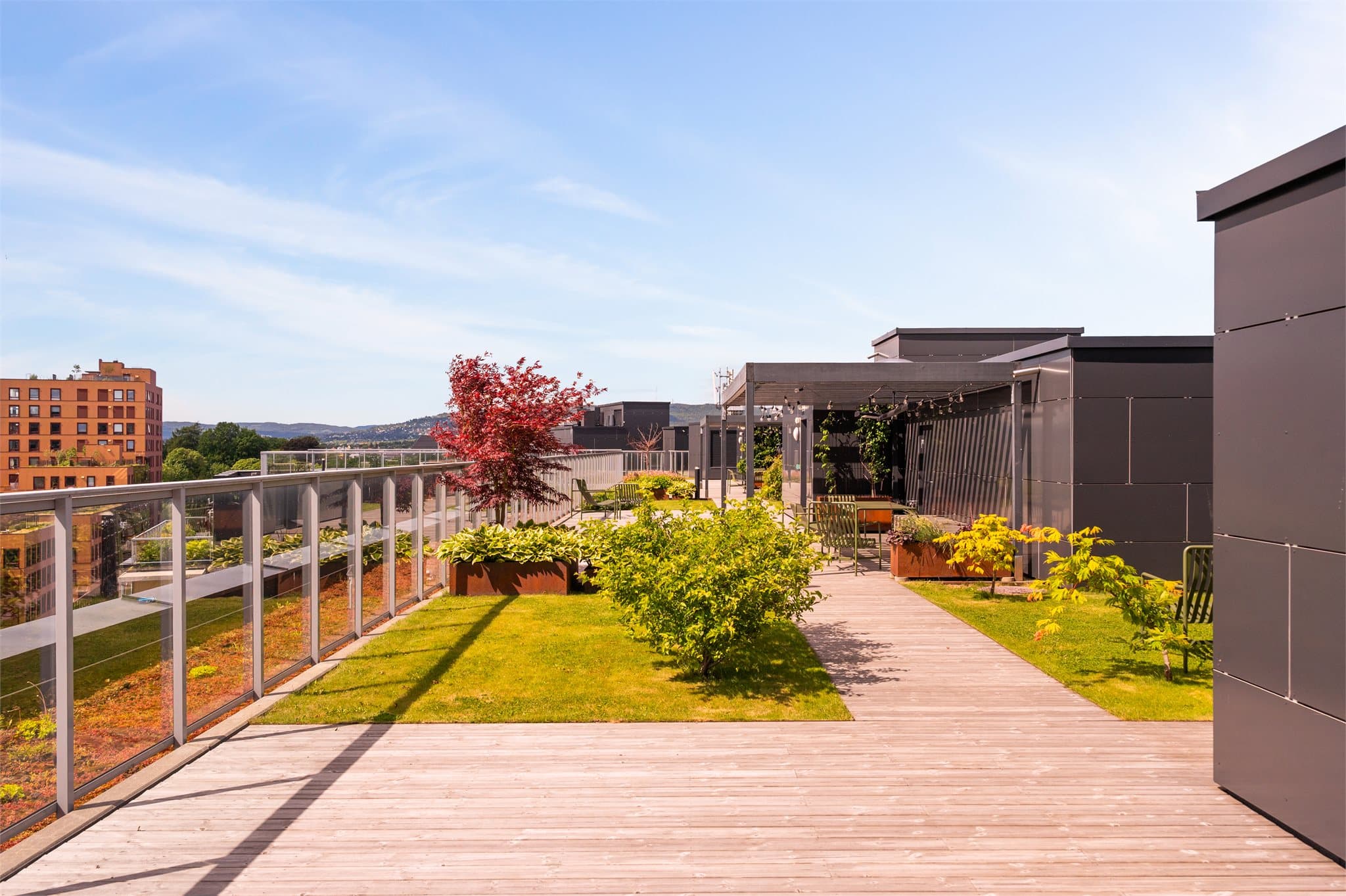 Takterrasse med gode solgforhold.