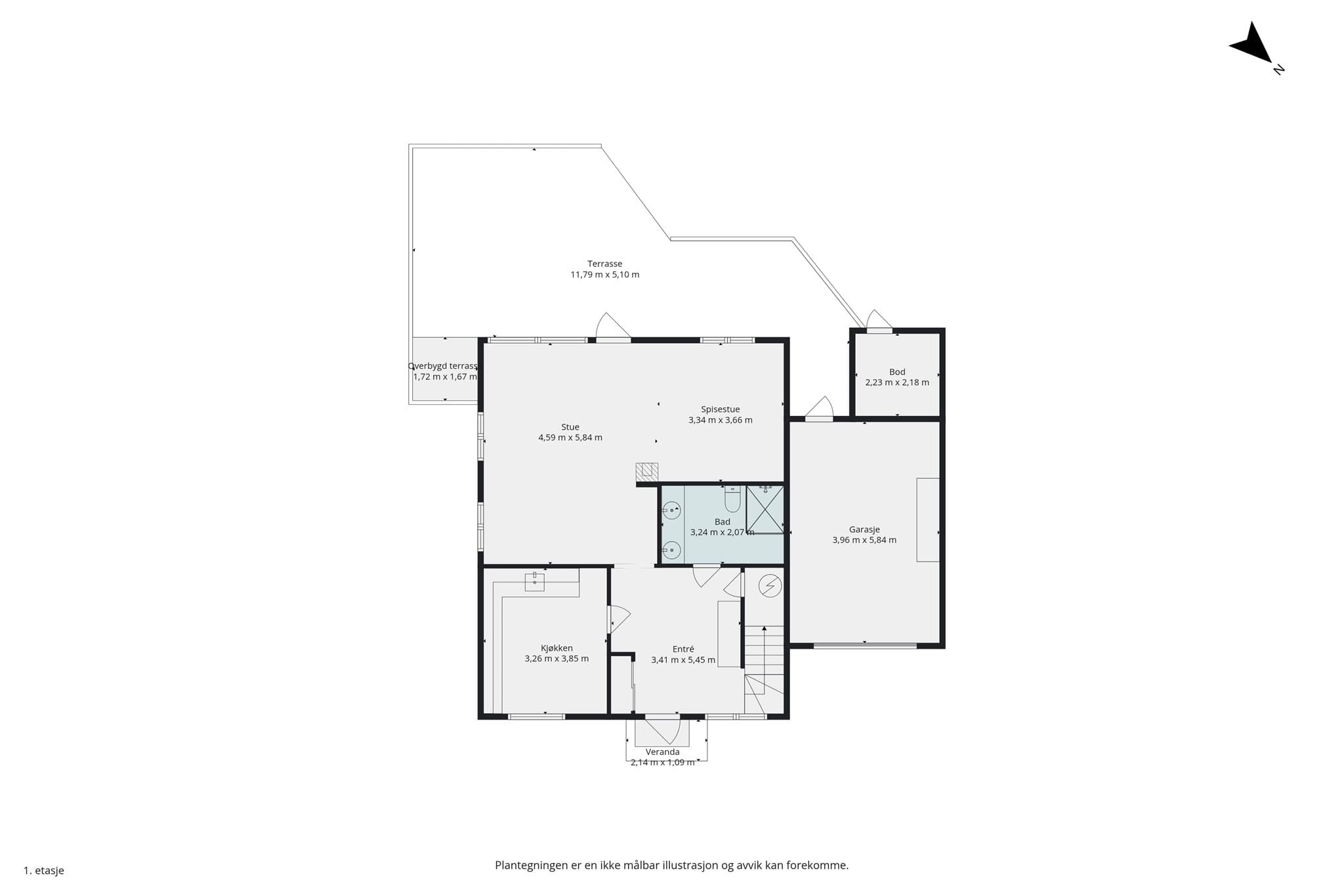 Plantegning 1. etasje.