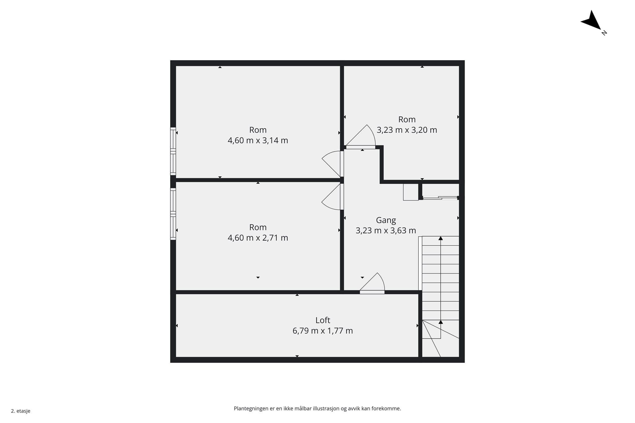 Plantegning loftsetasje.
