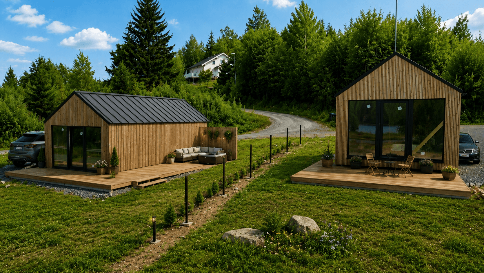 Illustrasjon utvendig. Bildet er kun ment som illustrasjon for å vise et potensiale og avvik kan derfor forekomme. Kjøper må selv stå for ønsket terrasse. Ta gjerne kontakt med megler og ta turen innom for å se husene og tomtene.