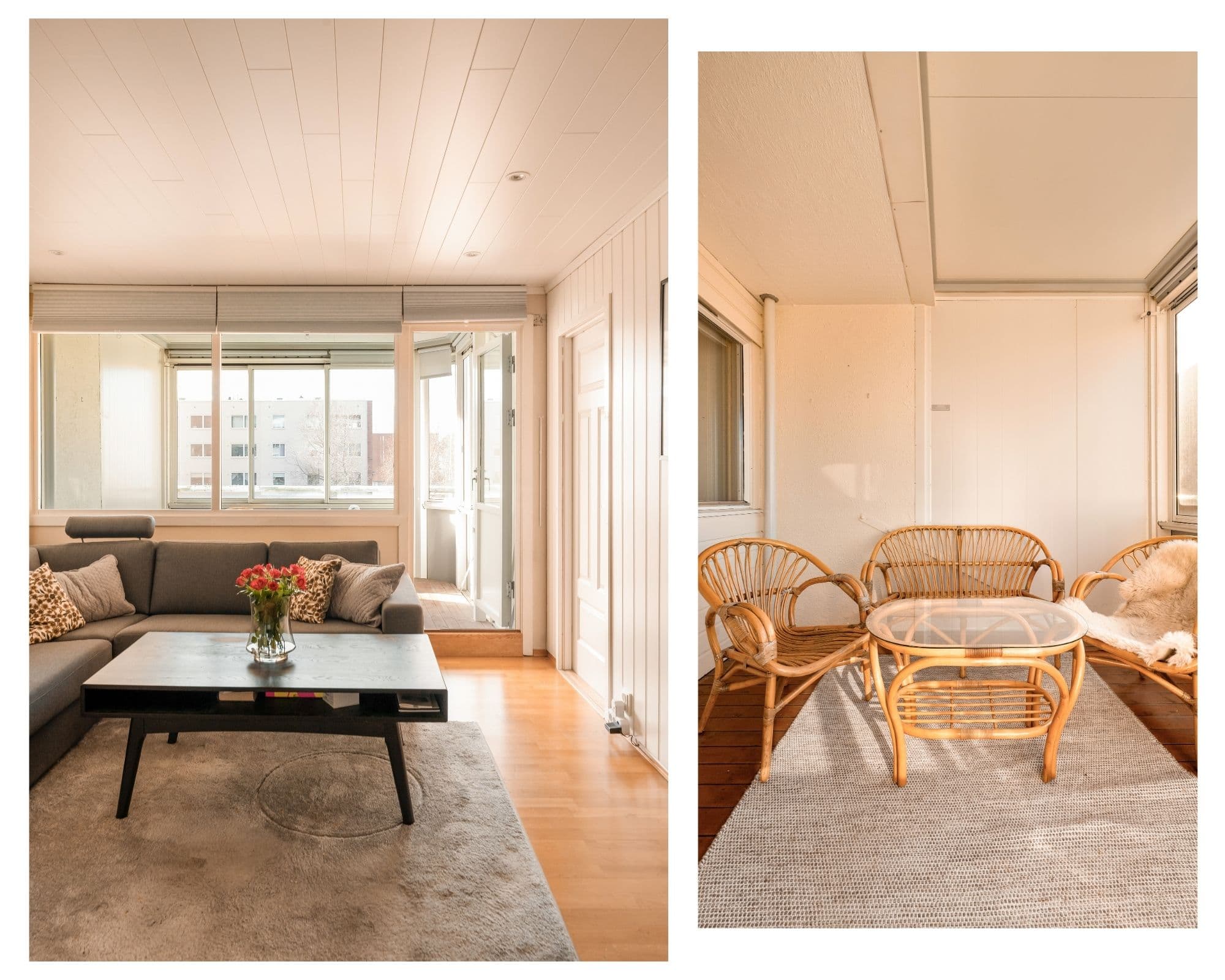 Fra stuen er det utgang til en hyggelig, innglasset balkong på ca. 12 m².