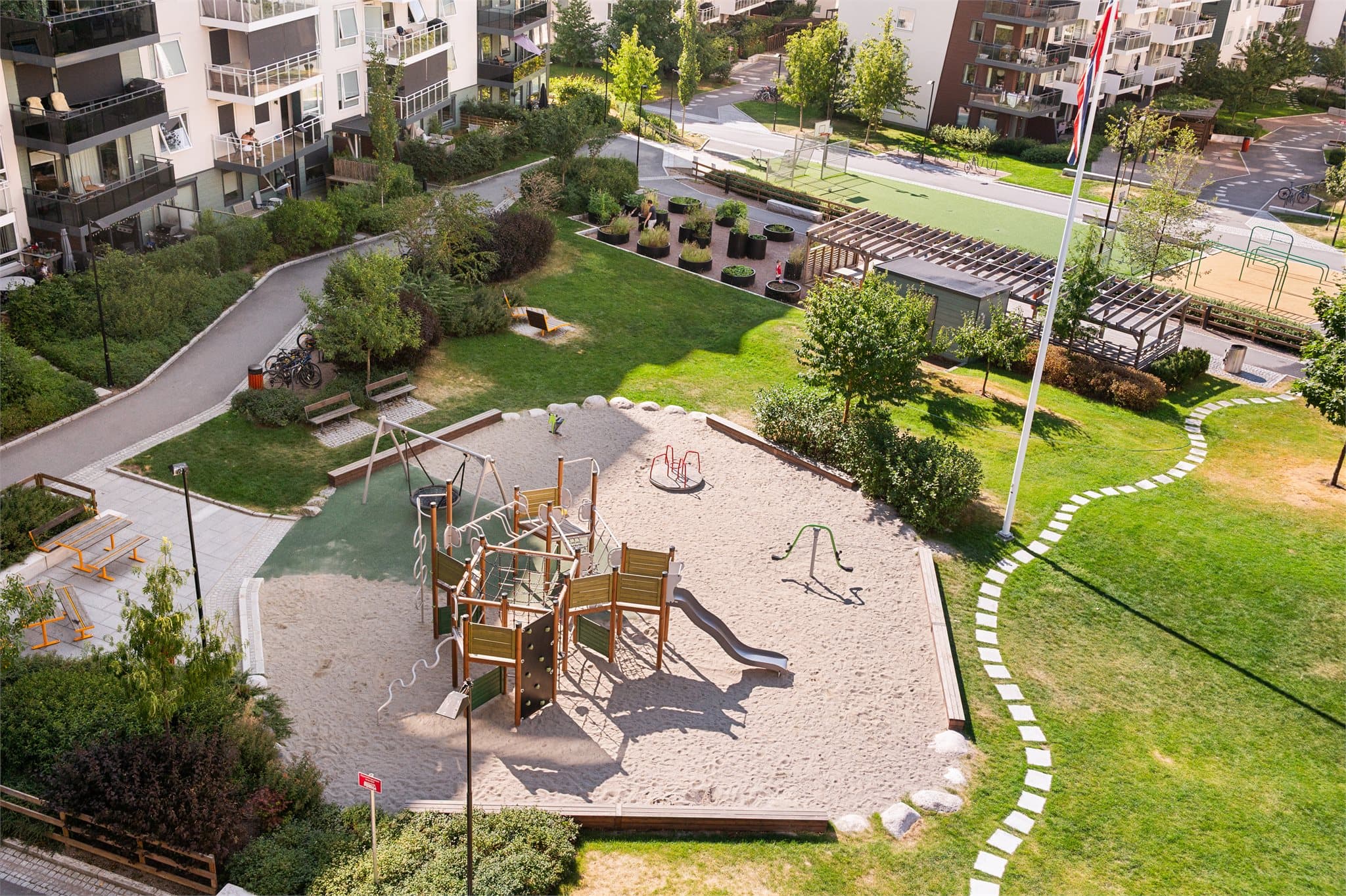 De mange grøntområdene, gangveiene og sykkelstiene gjør det enkelt å leve bilfritt.