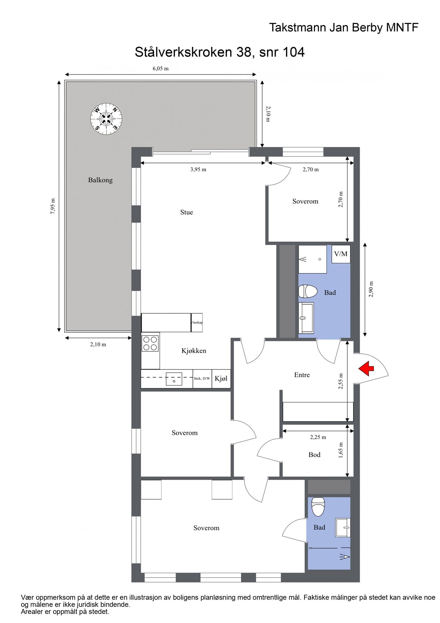 Plantegning. I tillegg medfølger en romslig bod i kjelleren.