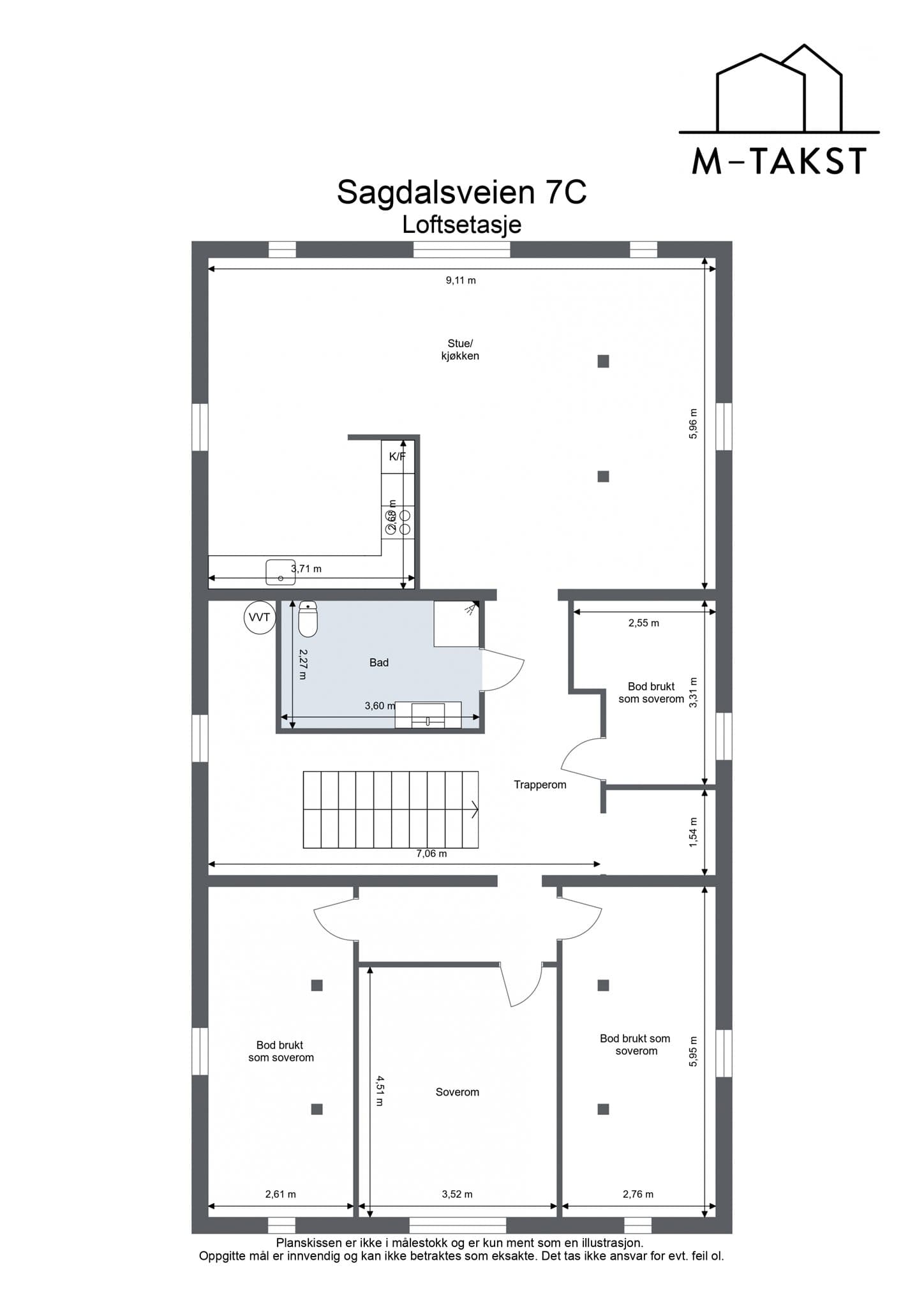 Plantegning- Loftetasje
