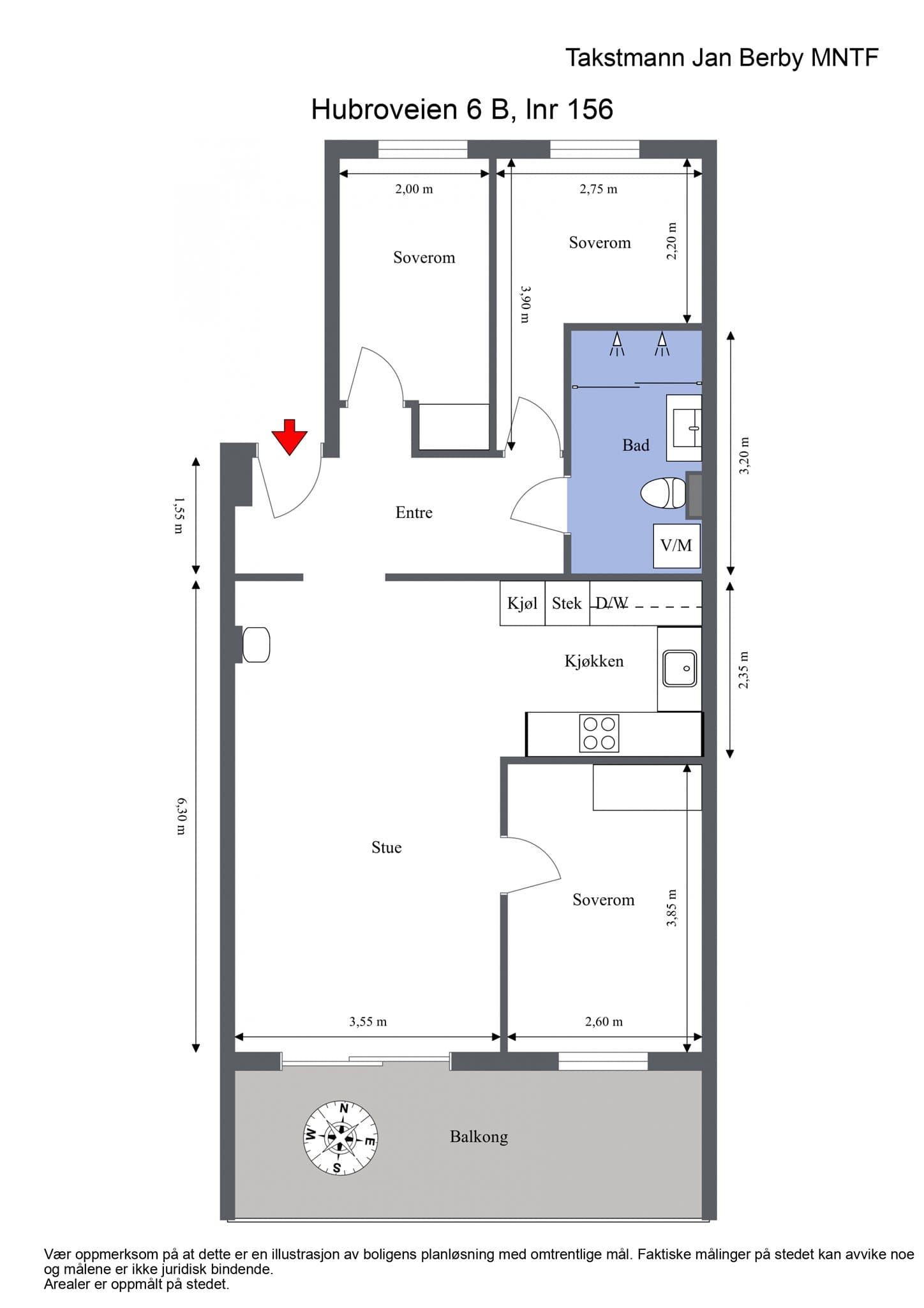 Plantegning. I tillegg medfølger to boder i kjelleren.