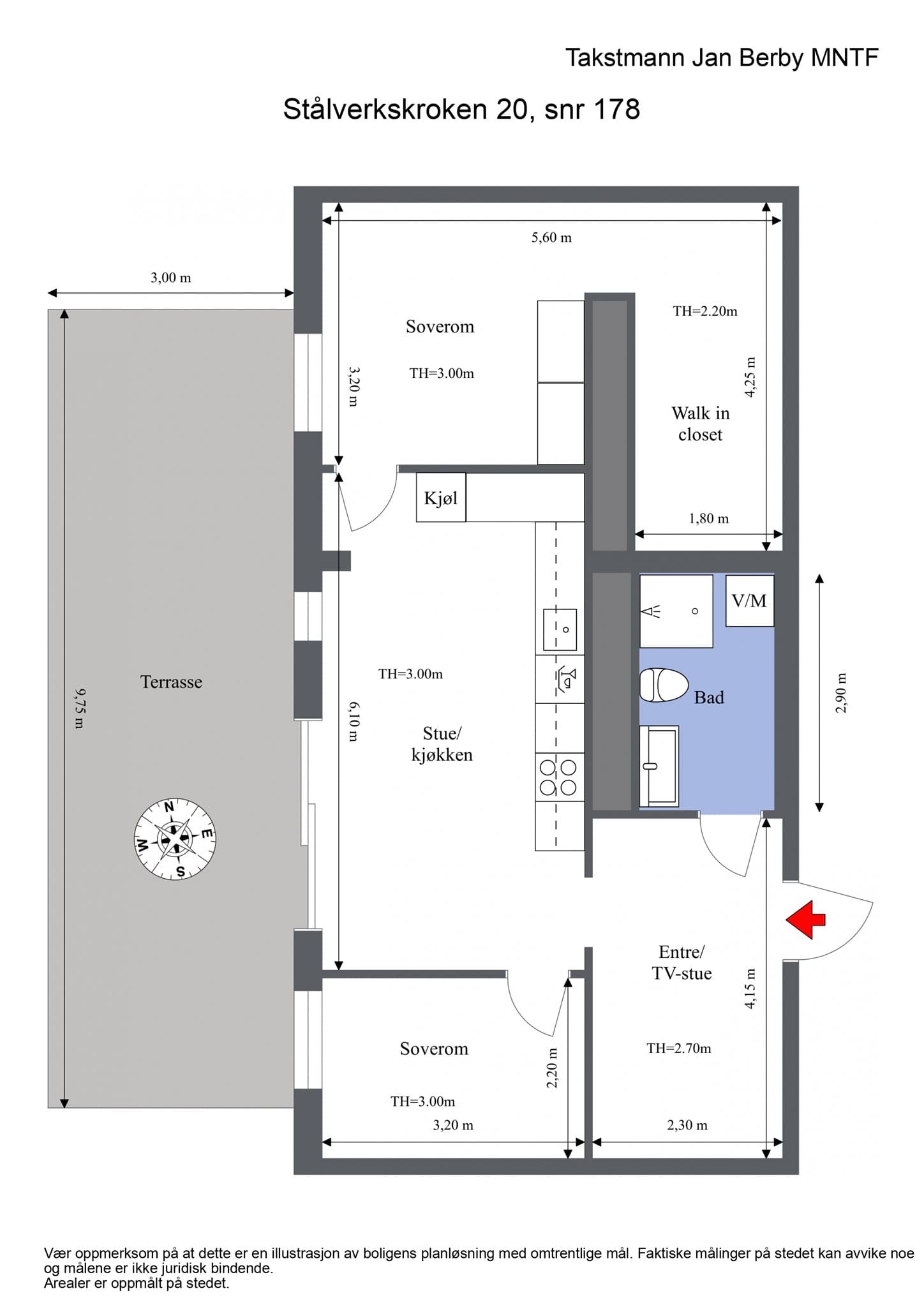 Plantegning. I tillegg medfølger en bod i kjelleren.