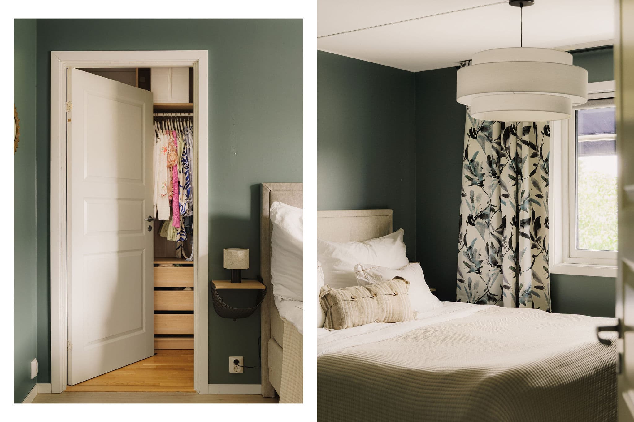 Hovedsoverommet har adkomst til walk-in closet med PAX-innredning fra Ikea.