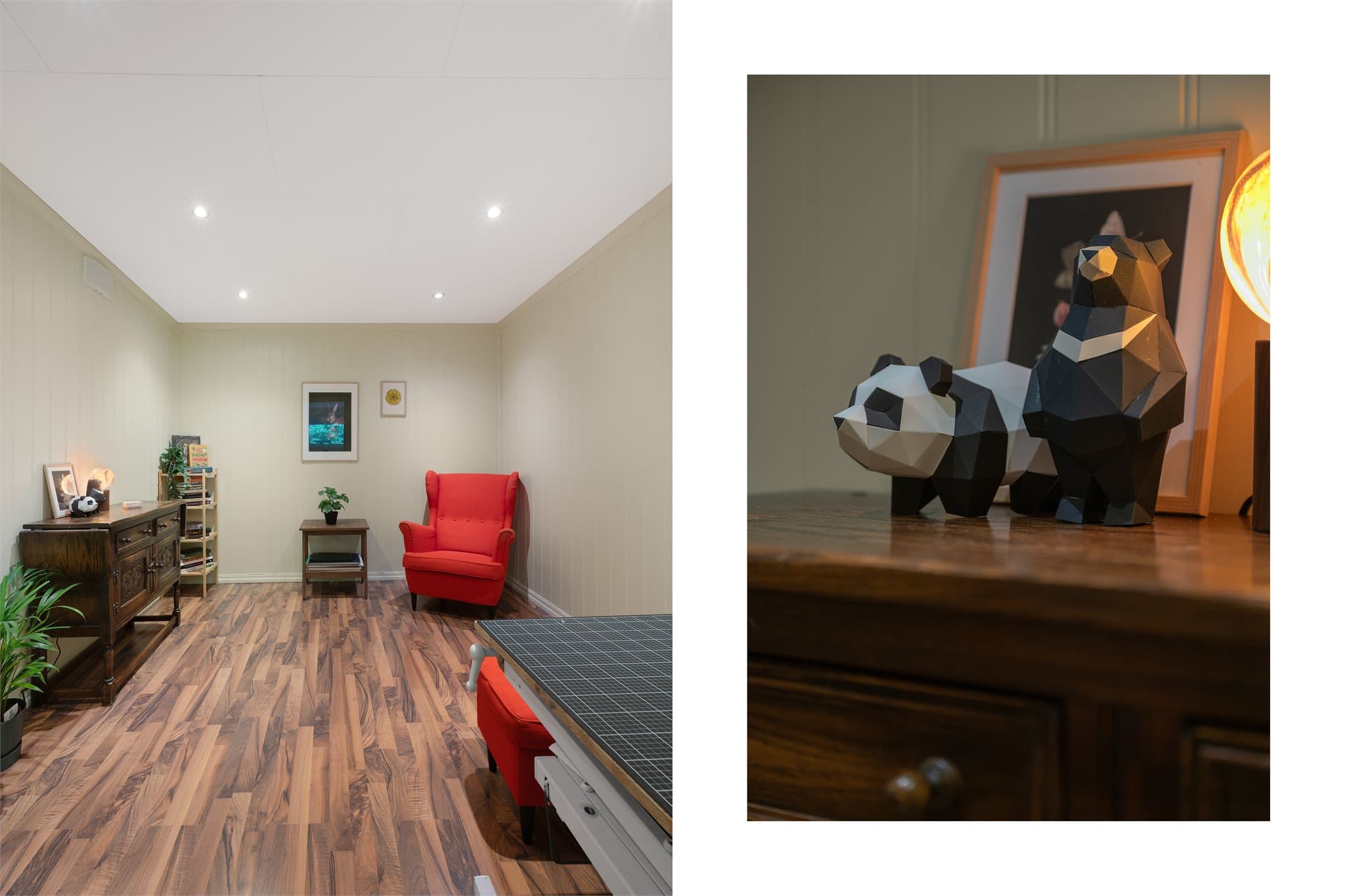 - Kontoret måler 9,9 m² (byggemeldt som entré/allrom/bod ikke godkjent til varig opphold) -