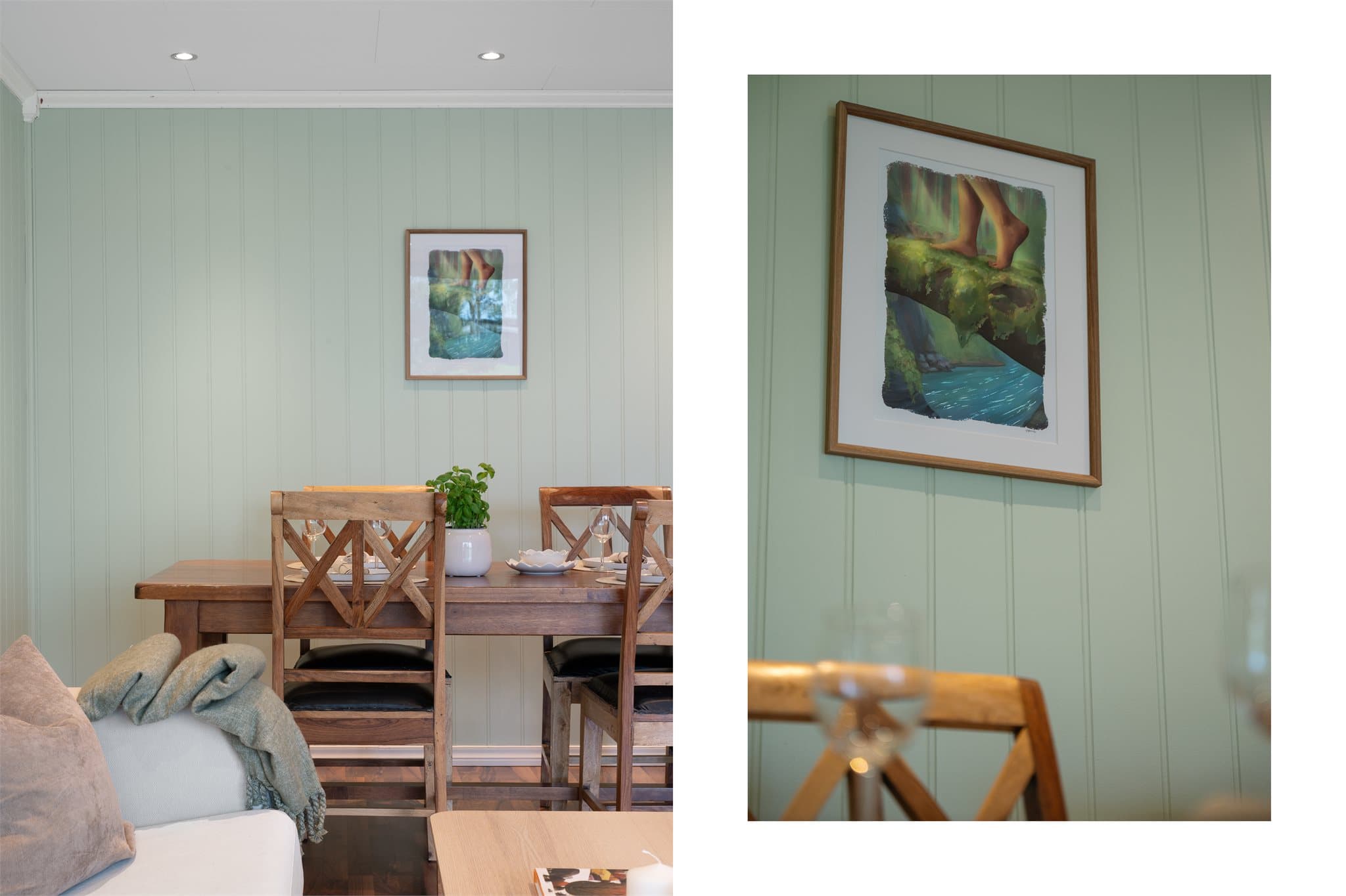- God plass til sofagruppe og spisegruppe i hver sin naturlige sone -