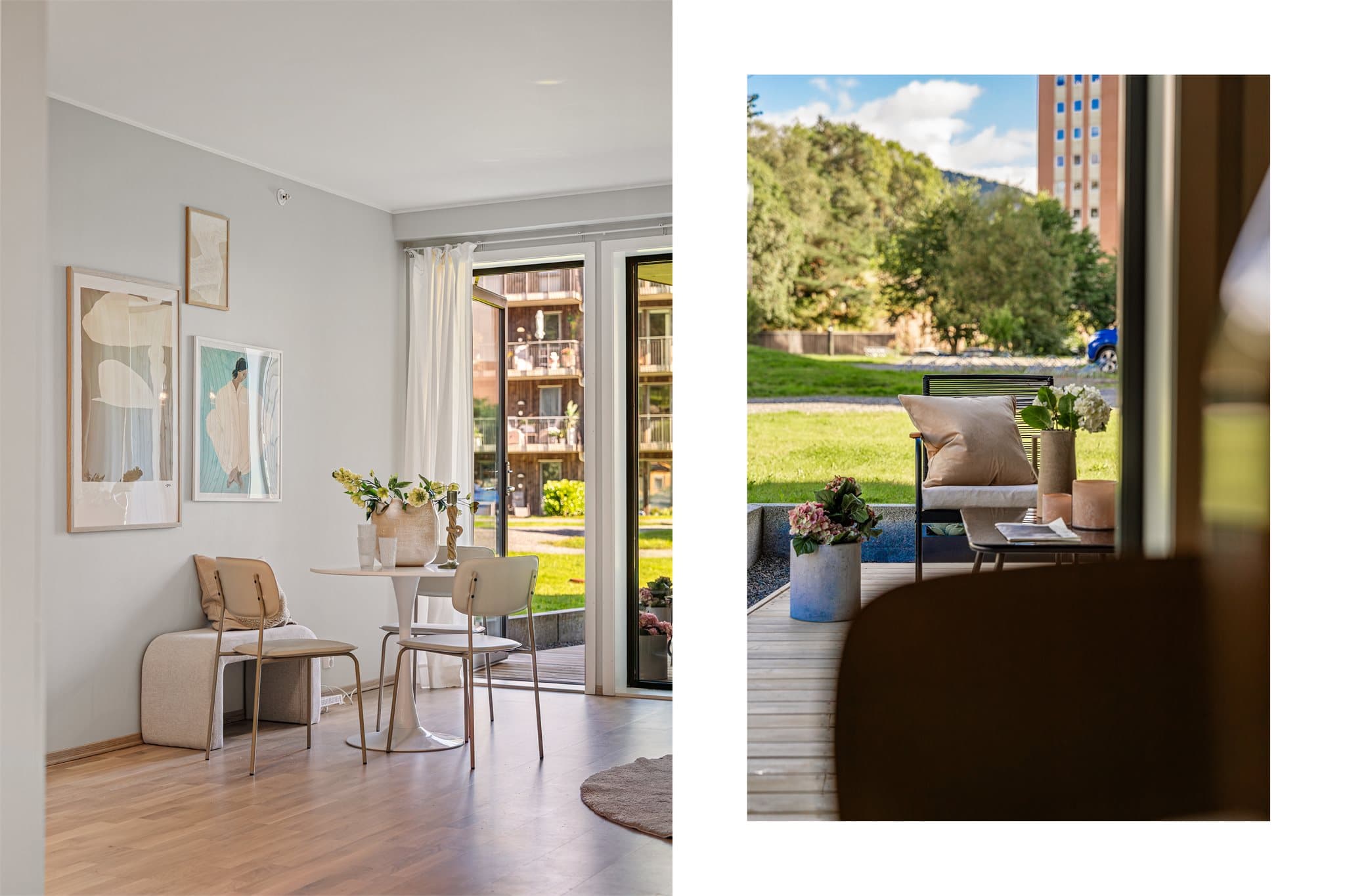 - Fra stuen har man direkte adkomst til leilighetens terrasse -
