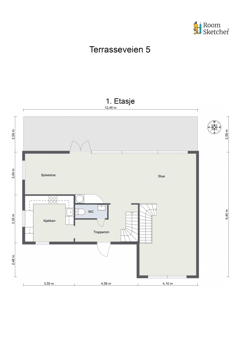 Plantegning 1. etasje.