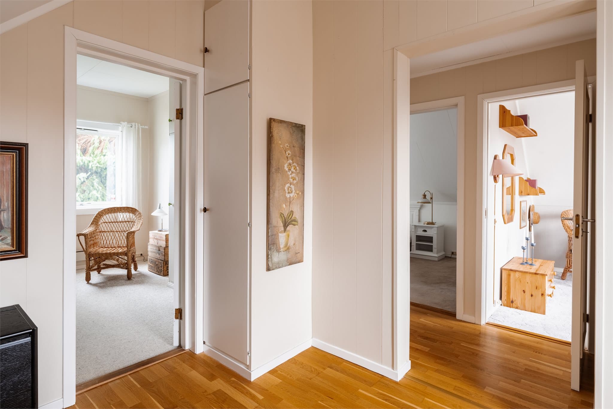 Gangen i andre etasje fordeler tilgangen til soverommene.