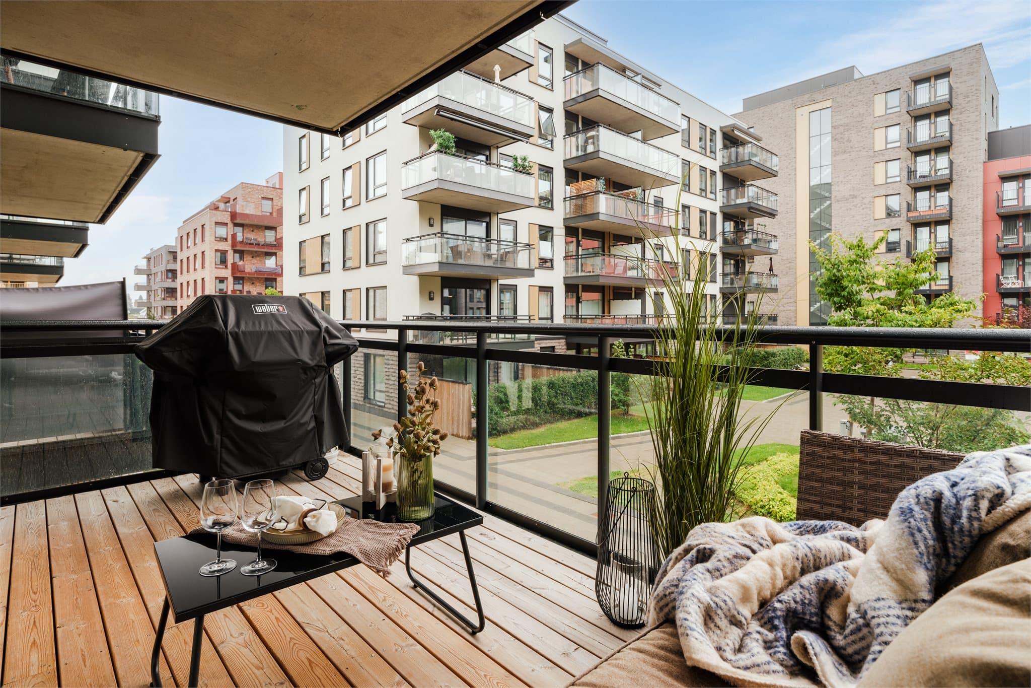 Balkongen er vendt mot rolige fellesarealer.