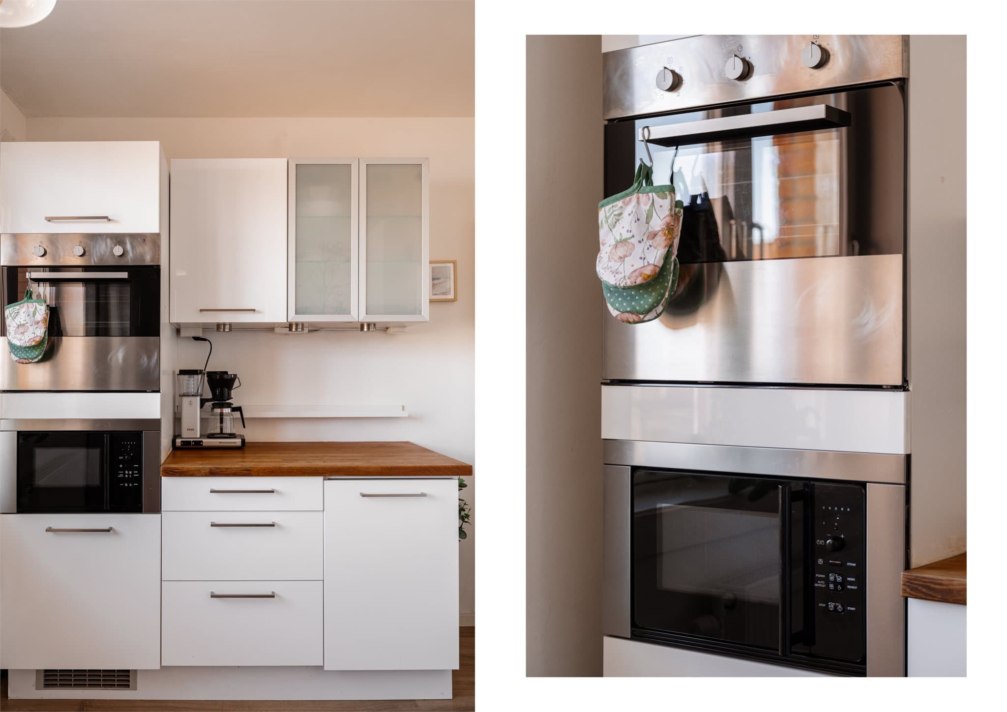 Videre er det er integrert stekeovn og mikrobølgeovn