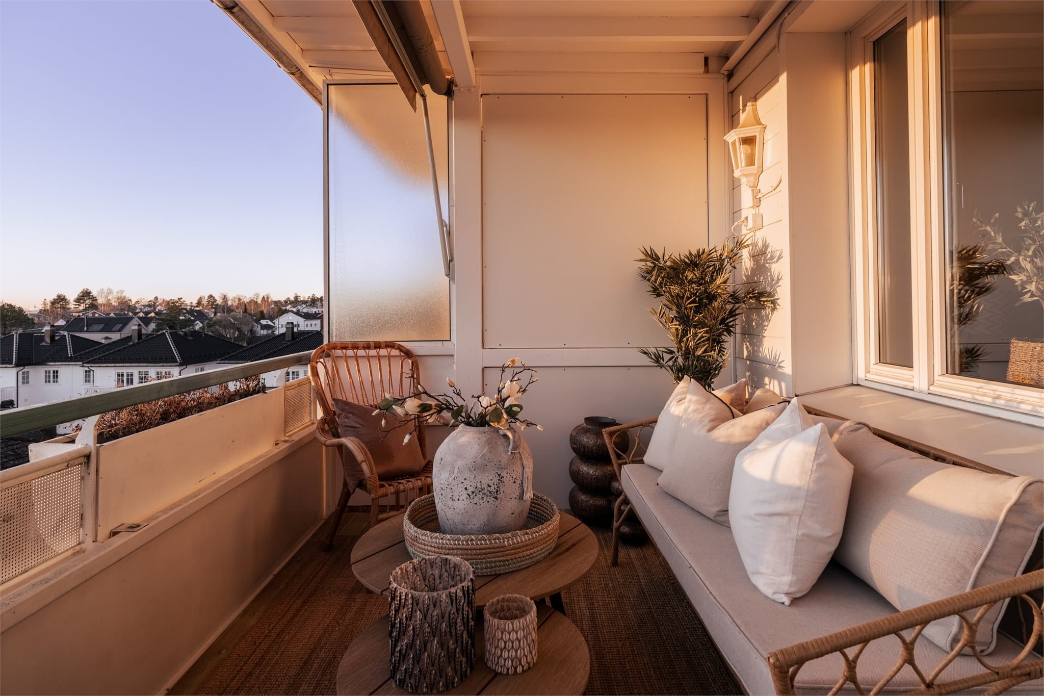 Solnedgang på balkongen.