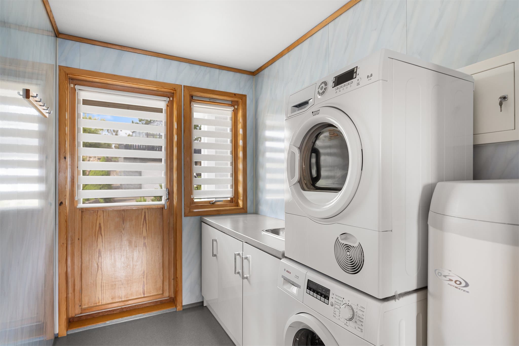 Vaskerommet måler 4,8 m² og har gulvvarme