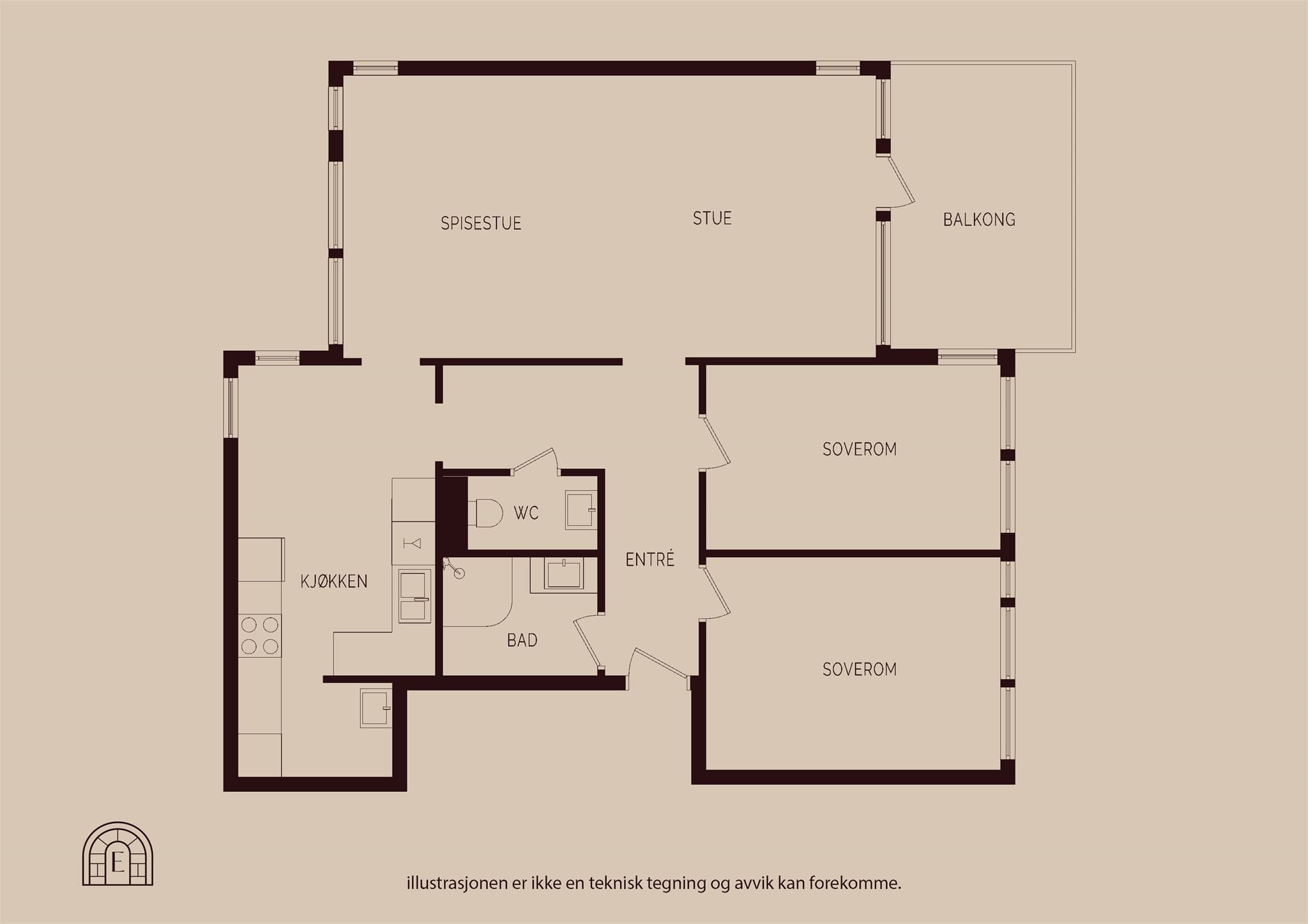 - Leilighetens planløsning -