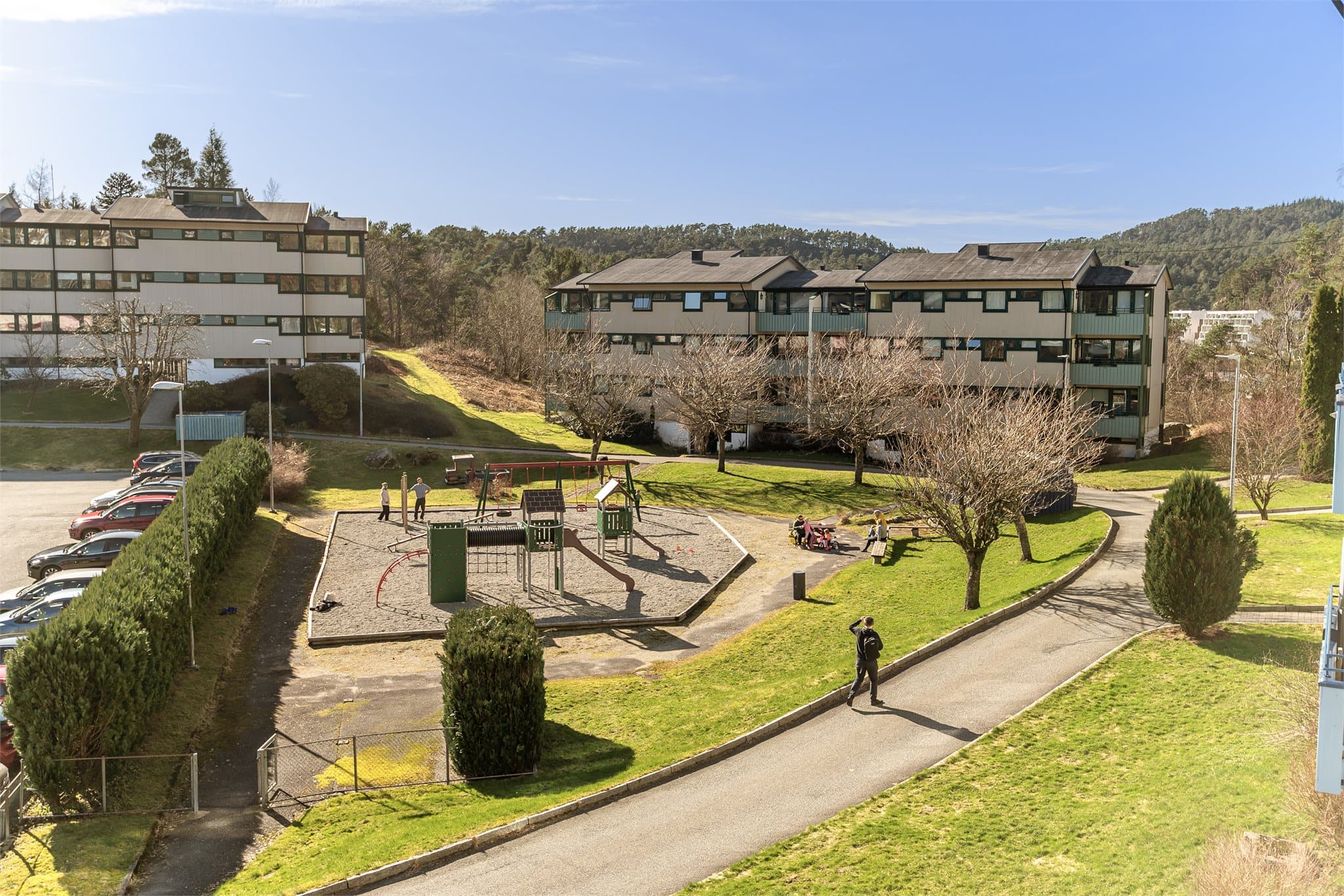 - Uteområder som er skjermet fra bilveien -