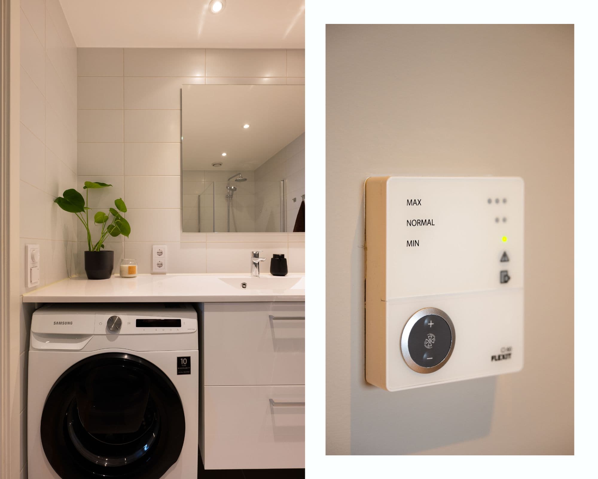 Oppvarming via vannbåren gulvvarme i alle rom unntatt bod.