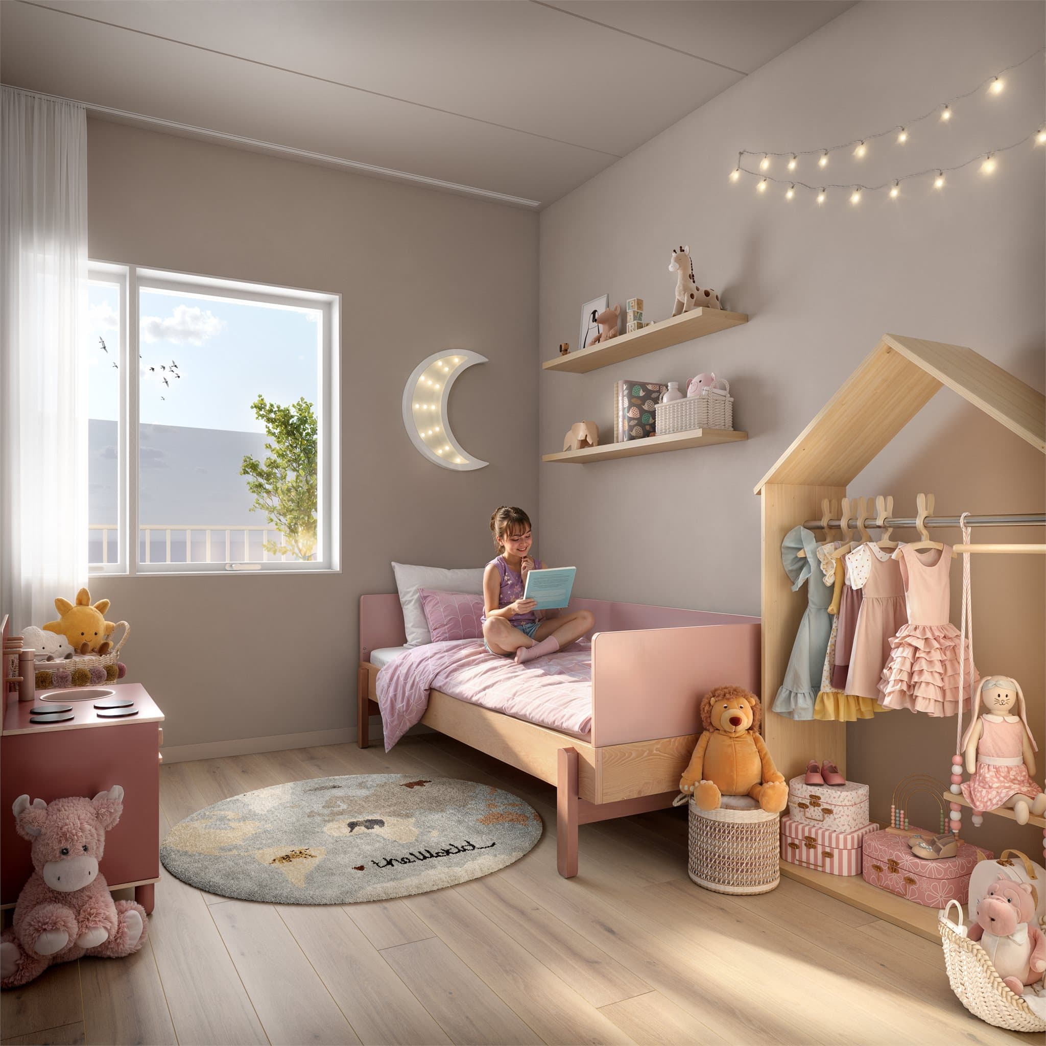 Illustrasjon soverom. (Bilder er kun ment som illustrasjon - se leveransebeskrivelse og plantegning for detaljert romløsning og leveranse. Avvik vil kunne forekomme)