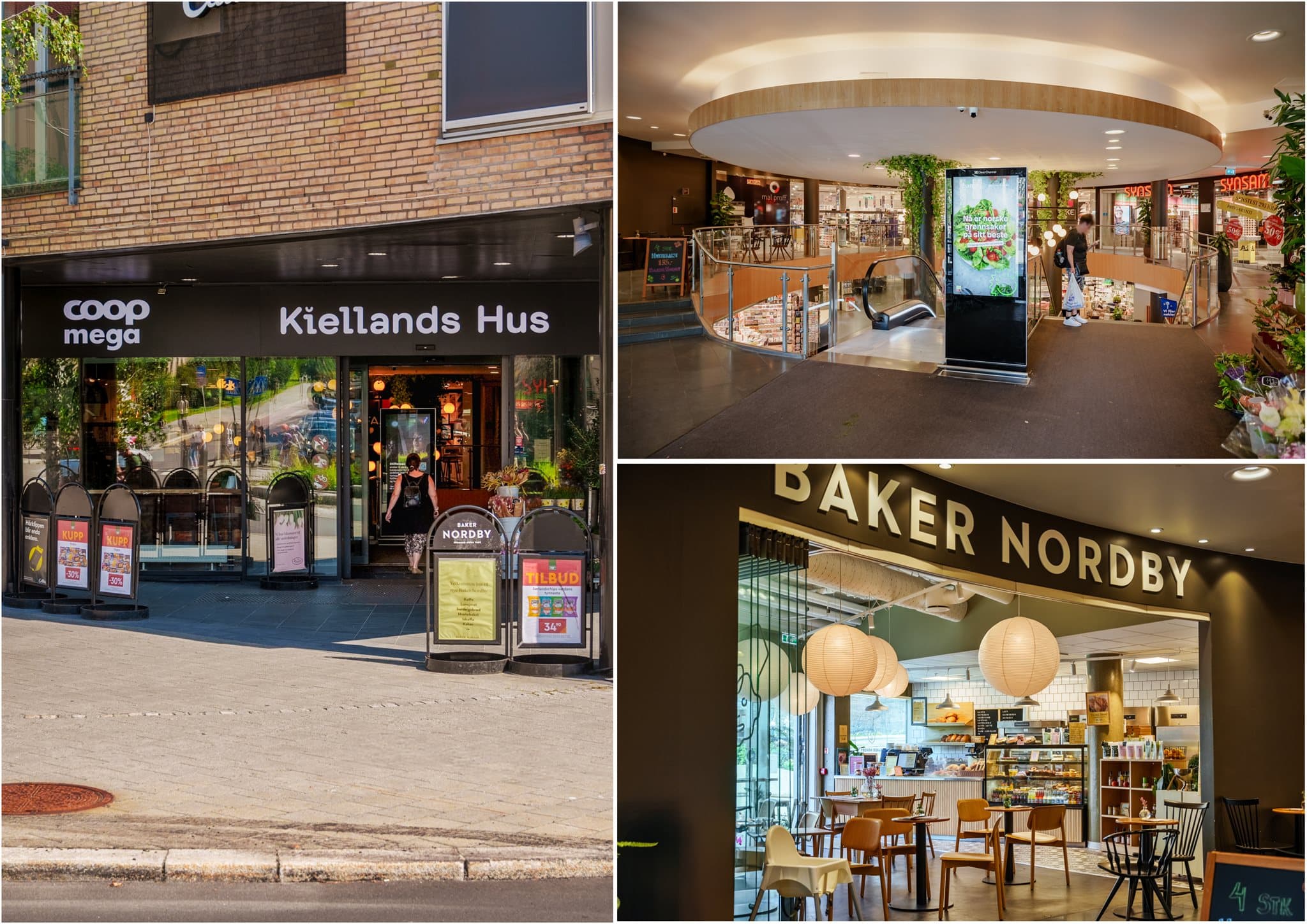 Kiellands Hus med blant annet Coop Mega, apotek og bakeri ligger like ved.