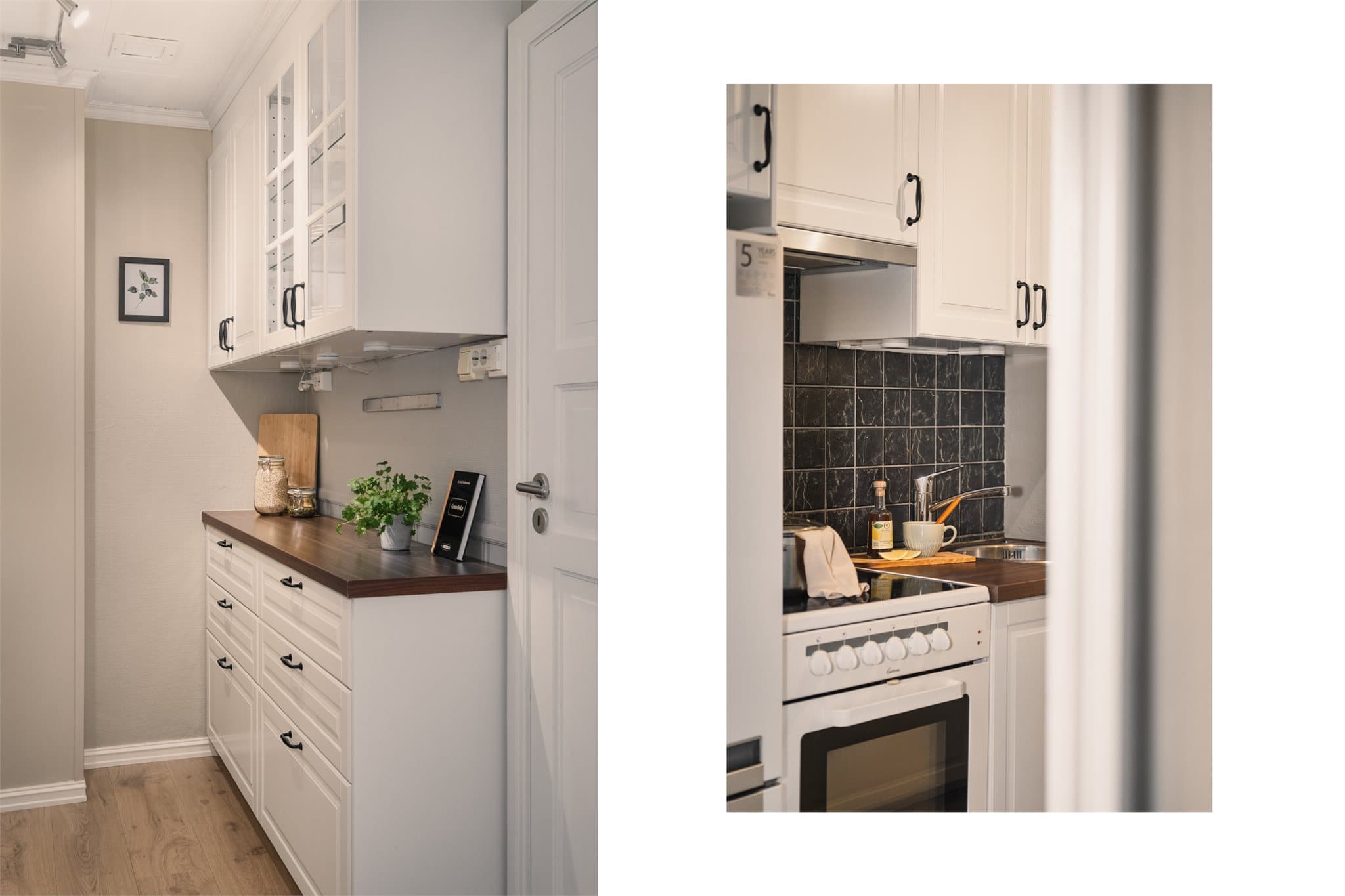 - Tidløs kjøkkeninnredning med profilerte fronter og benkeplate i laminat -