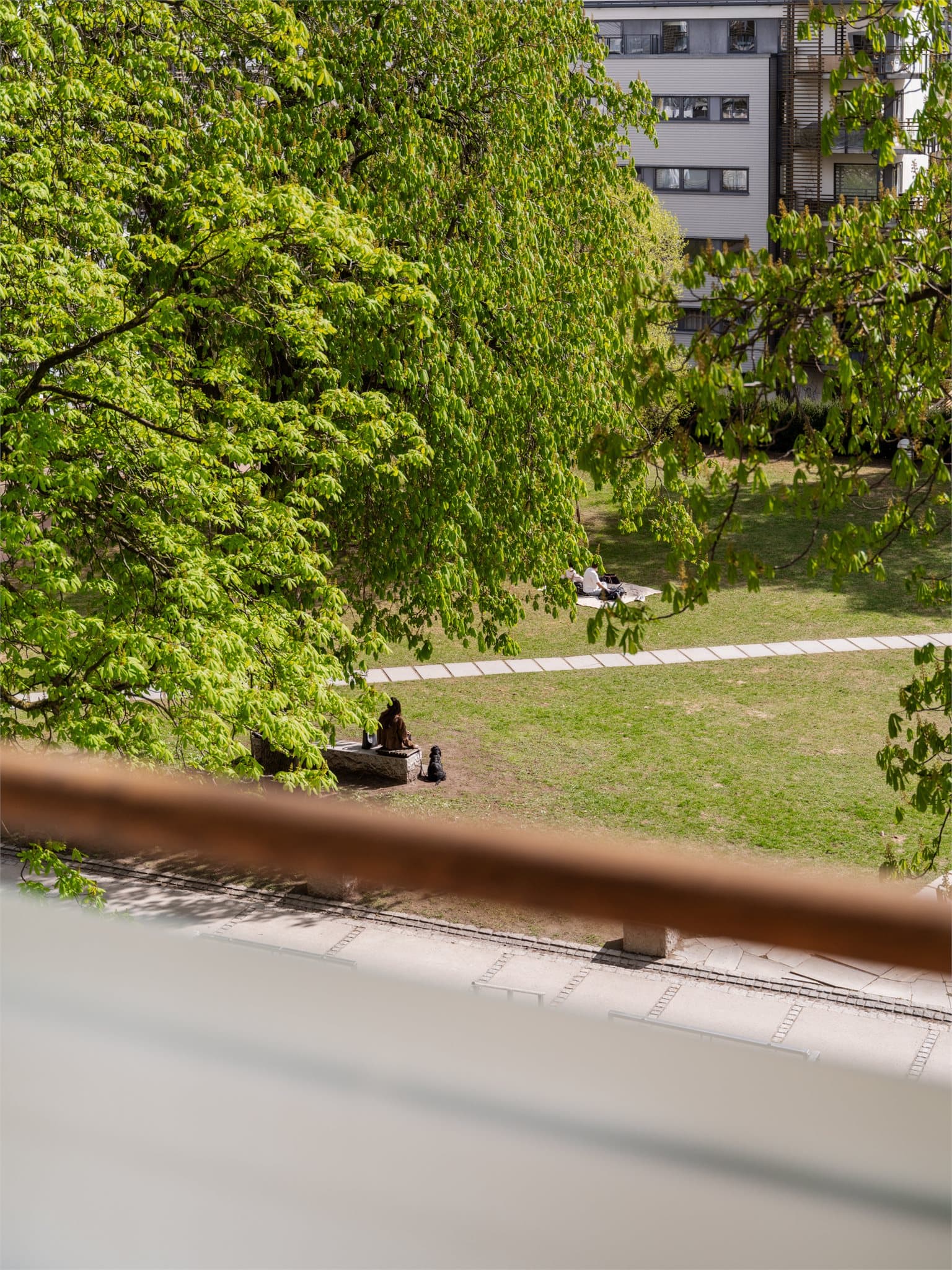 Utsyn over de velholdte og unike grøntområdene som kjennetegner Pilestredet Park.